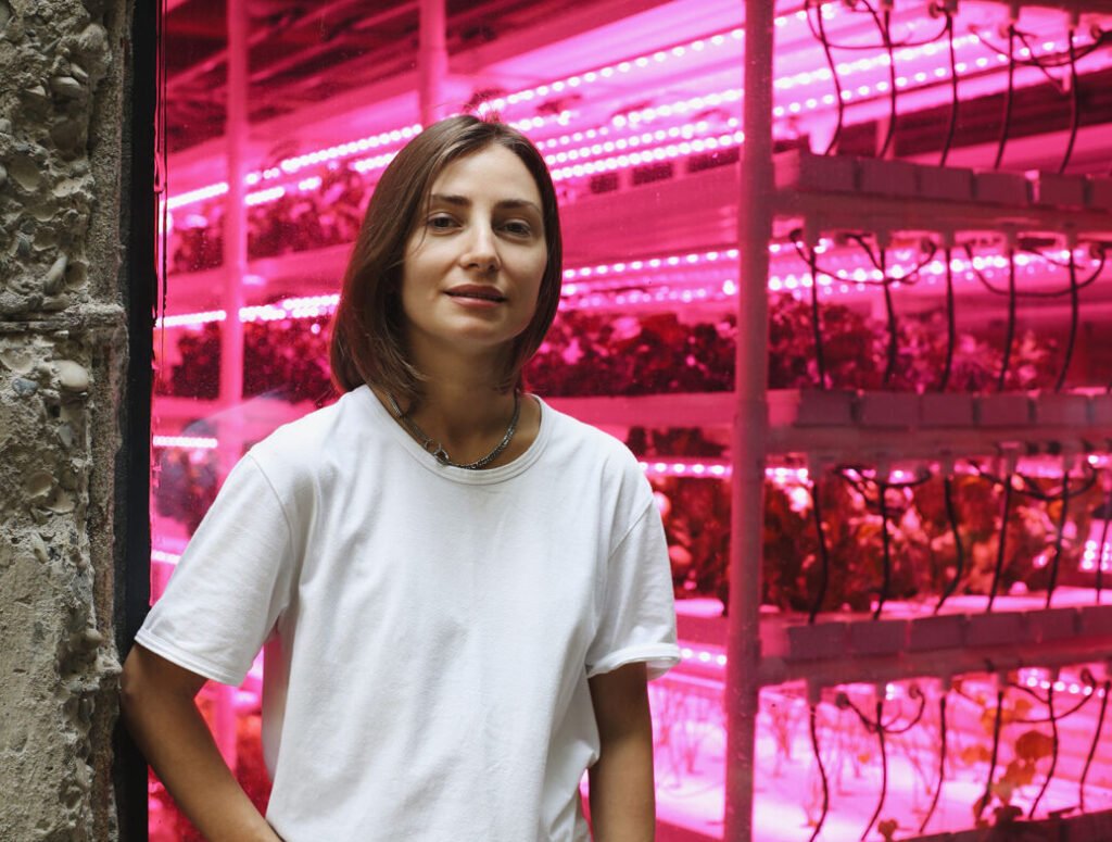 vertical farming startup space farms founder Tusya Gharibashvili, Georgia
